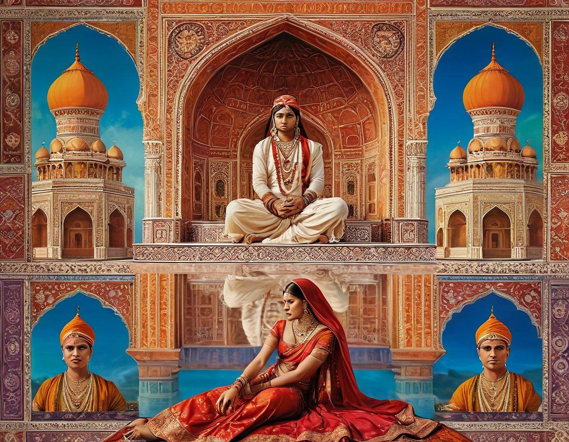 An intricate and vibrant image depicting a blend of iconic Indian symbols like the Taj Mahal with subtle sensual undertones. Include cinematic film reels, site icons, and a blend of traditional and modern aesthetics. The scene should respect cultural sensitivity while hinting at the adult film industry through suggestive yet elegant motifs. Super-realistic. Vibrant colors.